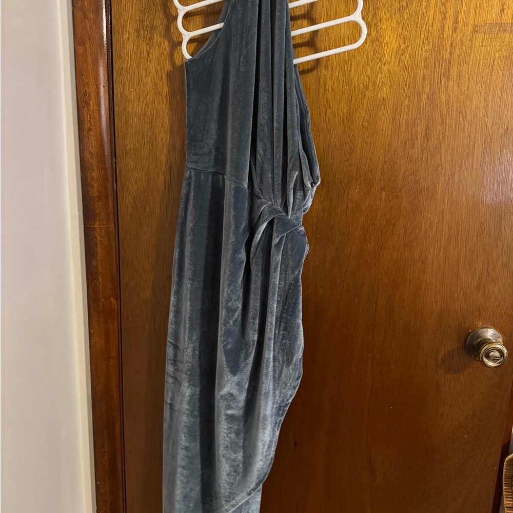 Baltic Born Gray One Shoulder Cocktail Gown